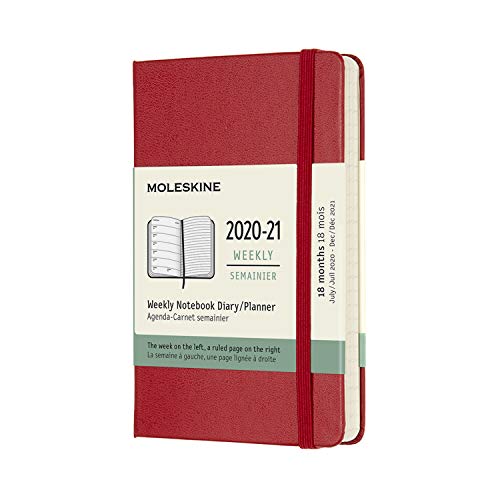Agenda SEMANAL 18 Meses 2020-2021 Bolso - Vermelho Moleskine - Cadernos e bloco de notas - semanal, 18 meses, bolso, vermelho
