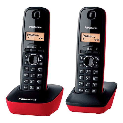 Telefone sem fio PANASONIC KX-TG1612 Duo Vermelho Panasonic - Telefonia - sem fios, agenda 50, alarme, carga rápida