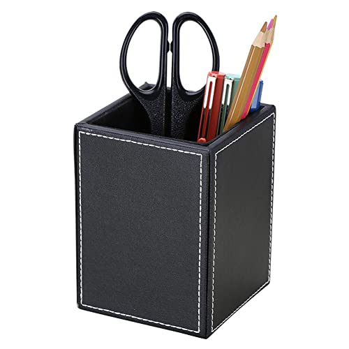 Porta-lápis Creme de Pó Kingform (Preto) KINGFOM - Organizadores de mesa - preto, couro sintético