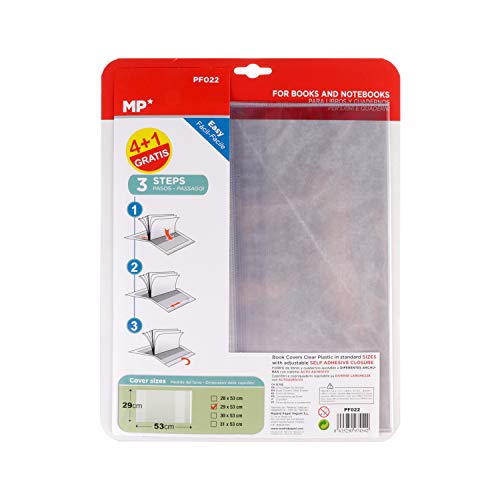 Pack 5 Capas para Livros Transparentes MP Madrid Papel Import S.L. - Papel de impressora e copiadora - transparente, autoadesiva, proteção, fácil remoção
