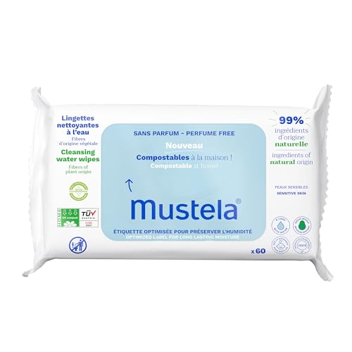 Toalhitas para Bebé BEBÉ NIÑO Compostáveis (60 Un) Mustela - Banho e corpo - compostáveis, 60 unidades