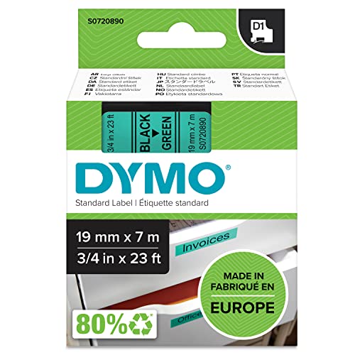 Etiquetadora DYMO S0720630 Preto sobre verde DYMO - Fitas de etiquetas e recargas - preto, verde, plástico, nylon