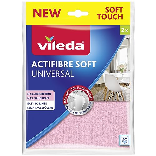 Toalha de Limpeza VILEDA Actifibre Soft (Microfibra - Rosa) Vileda - Panos de limpeza de loja e panos de limpeza de uso geral - microfibras, rosa, 27 cm, 32 cm