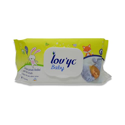 Toalhitas LOV'YC (72 unidades - Branco) Tarraco Import Export - Banho e corpo - 72 unidades, aloe vera, tecido 3d, sem álcool