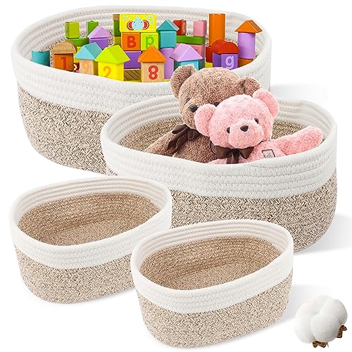 Conjunto de 4 cestos de arrumação em tecido com corda de algodão NVIYAM - Cestas - 4 cestos, tecido, corda de algodão