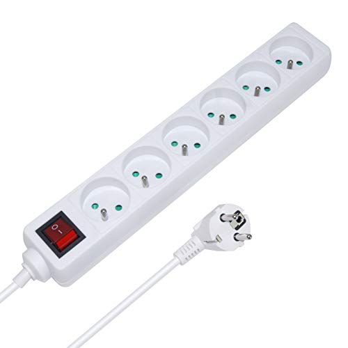 Extensão Elétrica WAYTEX 6 Tomadas Branco Waytex - Fios e cabos elétricos - 6 tomadas, interruptor, 150 m cabo, proteção infantil