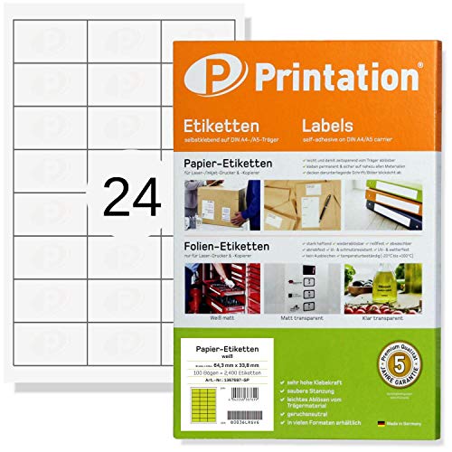 Etiquetas autocolantes PRINTATION 1263 Printation - Papel de impressora e copiadora - etiquetas autocolantes, printation 1263, 100 peças, branco