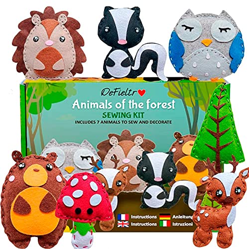 Kit de costura para crianças DE FIELTRO Animais do Bosque DeFieltro - Meios de pintura - costura, crianças, animais do bosque, motoras finais