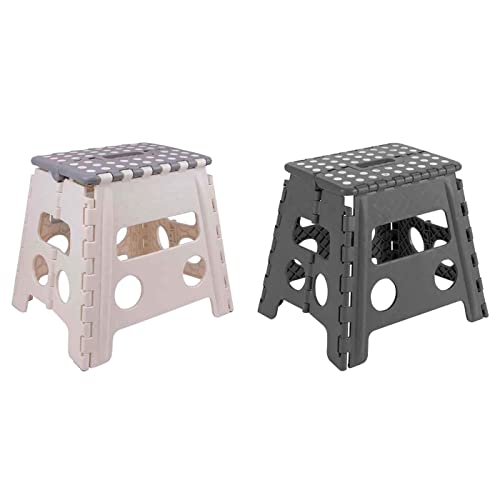 Conjunto de 2 Bancadas Dobráveis AC (Branco e Cinzento) Chino Antonio - Banquetas - dobráveis, branco, cinzento