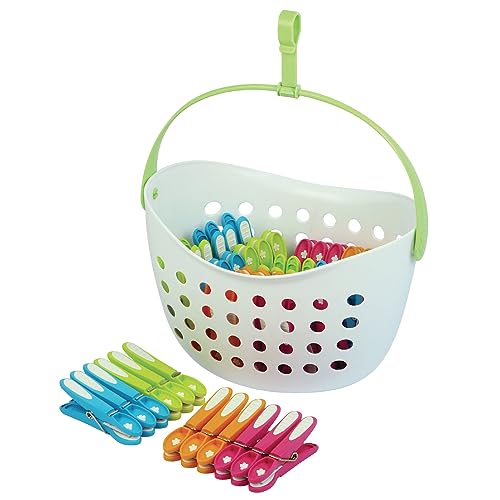 Caixa de Arrumação LAGUELLE com 48 Pinças Anti-Deslizantes LAGUELLE - Cestas - anti-deslizante, plástico, verde, 48 pinças