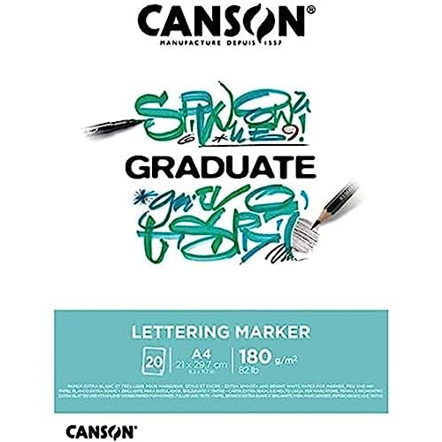 Bloco de Desenho CANSON Graduate Lettering Marker A4 180g Fila - Papel de arte e artesanato - a4, 180g, brilhante, extra macio