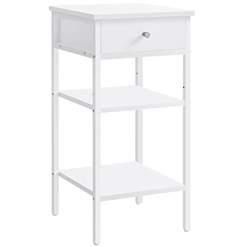 Mesa de Cabeceira VASAGLE Let (Branco - 39x31x50 cm) VASAGLE - Conjuntos de móveis - aglomerado, gavetas, modernismo, 39x31x50 cm