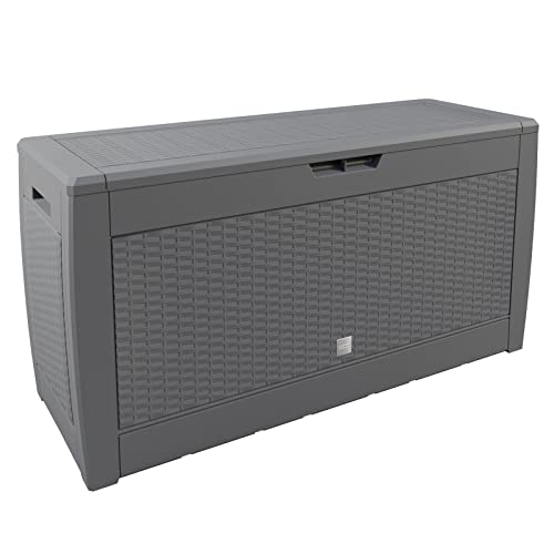 Caixa de Arrumação para Jardim RATO CINZENTO Rattan Look 310L Casaria - Caixas de armazenamento externas - jardim, rato cinzento, rattan look, 310l