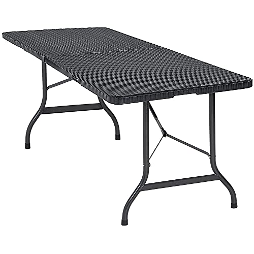 Mesa de Jantar CLEVERLY LOOK (Preto - Poli-Rattan - 180x90x76 cm) Casaria - Mesas dobráveis - preto, poli-rattan, 180x90x76 cm
