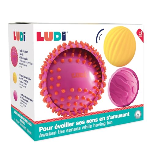 Brinquedo de Atividades LUDI 3 Balas Sensoriais Ludi - Brinquedos de atividade para bebês - tacto, motricidade, coordenação, bolas