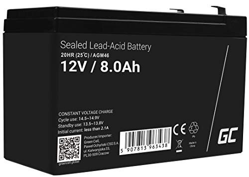 Bateria Green Cell Chumbly 12V 8Ah (Acessório Imagem e Som) GREENCELL - Baterias - 12V, 8Ah, preto, caixa