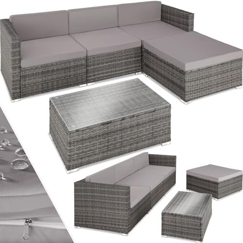 Conjunto de Jardim TECTAKE (Cinzento - Poli-Rattan - 53x54.5x75 cm) TecTake - Móveis de exterior - poli-rattan, 53x54.5x75 cm, cinzento, exterior