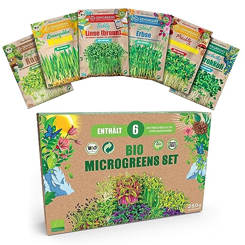 Sementes ZenGreens 6 Variedades De Micro Verduras SLSK Ventures GmbH - Sementes - sementes orgânicas, 6 variedades, micro verduras, cress, alfafa, chive