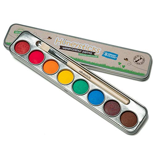 Kit de Artesanato para Crianças HONEYSTICKS 8 Cores Honeysticks - Meios de pintura - cores naturais, longa duração, segura para crianças, 8 cores