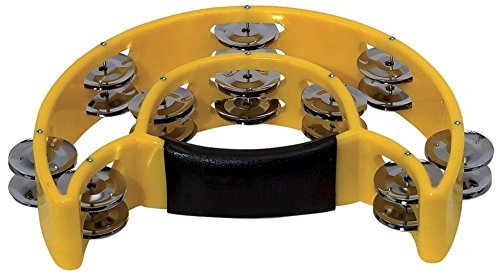 Tambor de Mão Redonda, Meia Lua, 20 Sonajos, Amarelo BSX - Percussão manual - tambor, redonda, meia-lua, sonajos, amarelo