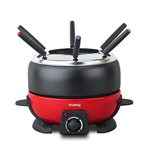 Fondue Eléctrico H.KOENIG ALP1800 (Vermelho - 800 W) H.Koenig - Panelas e conjuntos de fondue - 800 w, 2 L, plug-in, aço inoxidável