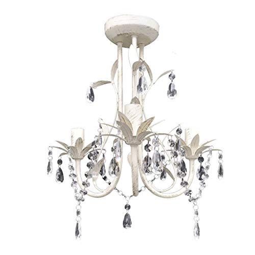 Candeeiro de Pé VDX-TRONIC com Cristal Pendente Elegante em Branco vidaXL - Luminárias Decorativas - candeeiro, VDX-Tronic, crystal, elegante, branco