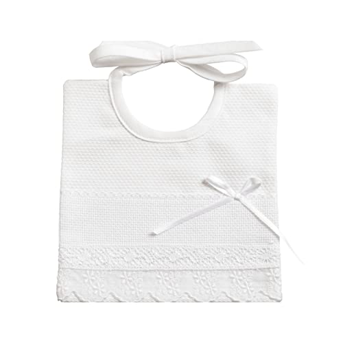 Algodão FILET 1/2 Babero de Cerimônia com Tecido Aida (0-6 meses) AGO.fil Srl - Amamentação e alimentação - algodão, 0-6 meses, aida, personalizável