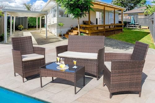 Conjunto de Móveis de Jardim ALLINLIFE (Bege - Poliéster e Aço) ALLINLIFE - Móveis de exterior - jardim, poliéster, aço