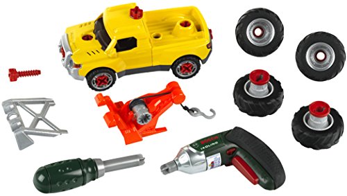 Construção KLEIN Truck 3 em 1 com Broca Ixolino Theo Klein - Brinquedos de conjunto de construção - camião, atrelado, escova, parafuso