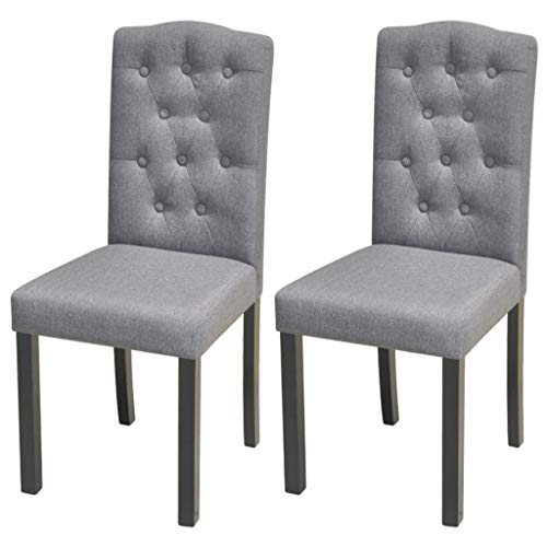 Conjunto de 2 Cadeiras de Jantar VIDAXL com botões (Cinzento Escuro) vidaXL - Cadeiras - cadeiras, jantar, botões, cinzento escuro