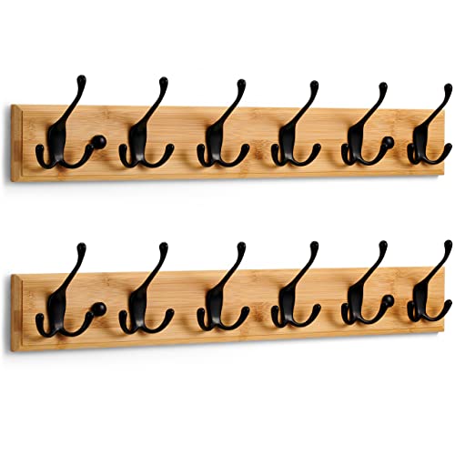 Cabides LARHN Madeira e Preto (2 uds.) - 6 suportes LARHN - Cabides para casacos e chapéus - madeira, metal, 6 suportes, 2 kg
