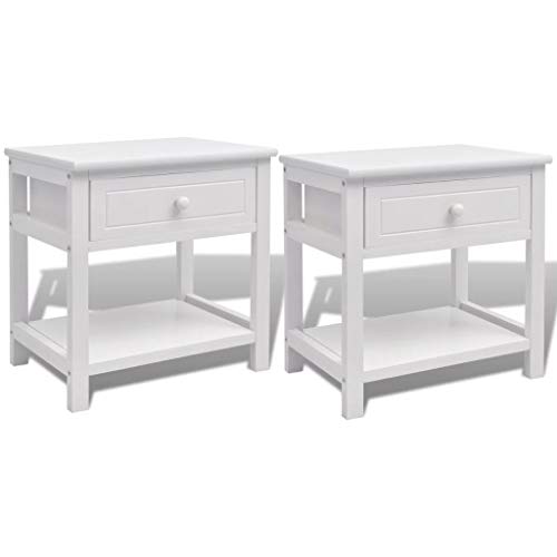 Mesa de cabeceira VidaXL | 40 x 29 x 42 cm - Branco vidaXL - Acessórios para telemóveis - mesa, cabeceira, vidaxl, branco