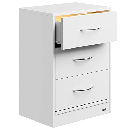 Mesa de Cabeceira com Prateleiras e Iluminação Led Branco Casaria - Mesinhas de cabeceira - prateleiras, iluminação LED, branco