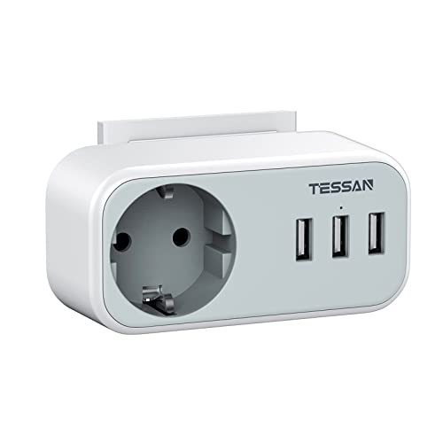 Tessan 100000001 enchufe multiple Branco TESSAN - Fontes de alimentação elétrica - 6 tomadas, usb 2.0, tipo f, branco