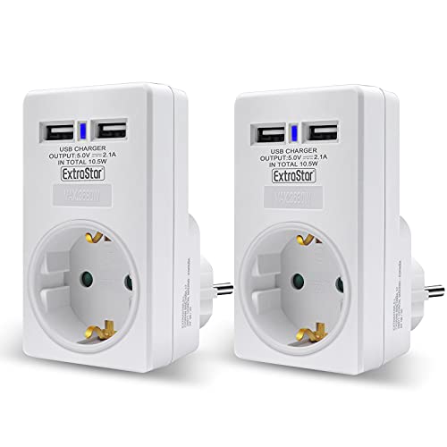 Adaptador Elétrico EXTRASTAR (1 Tomada - 1 USB e 2 Portas USB) EXTRASTAR - Inversores de energia - 1 tomada, 1 usb, 2 portas USB