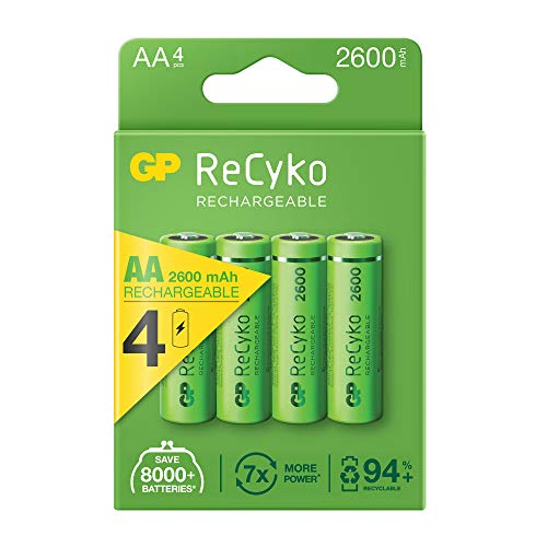 Pilha Recarregável GP RECYKO R6 AA 4 Unidades GP - Baterias - recarregável, aa, 4 unidades
