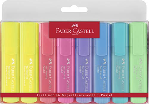 Marcadores FABER CASTELL Fluorescentes (Multicor - 8 Tabletas) Faber-Castell - Marcadores e marcadores de texto - fluorescentes, 3 espessuras, 8 cores, à base de água