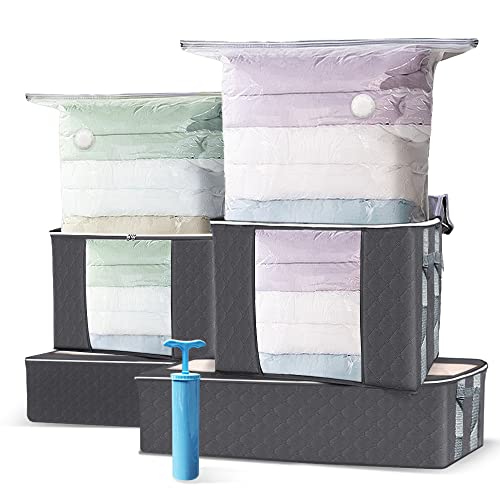 Saco de Vácuo VOUNOT 4 Bolsas de Almacenaje al Vacío y 4 Cajas VOUNOT - Roupa de cama e cama - 4 bolsas, 4 cajas, bomba manual, resistente à humidade