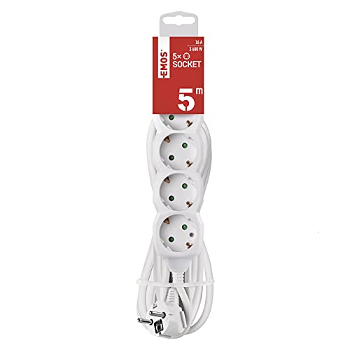 Extensão Elétrica Emos | Cinzento, Branco (Electricidade e Domótica) Emos - Fios e cabos elétricos - cinzento, branco, electricidade, domótica