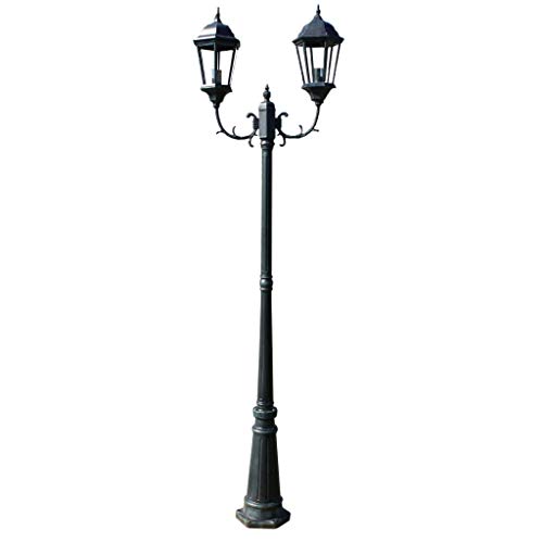 Candeeiro de Pé vidaXL para Jardim 2 Braços / 230 cm Verde Escuro/Preto Brighton vidaXL - Luminárias Decorativas - jardim, 2 braços, 230 cm, verde escuro