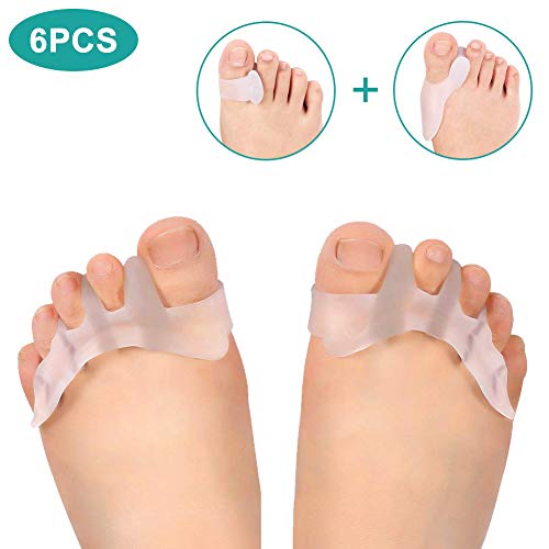 Kit de separador de dedos em gel 6 peças Hallux Valgus Corrector Splint Padion PINCOU - Suportes e talas - kit, separador, dedos, gel, hallux valgus, corrector