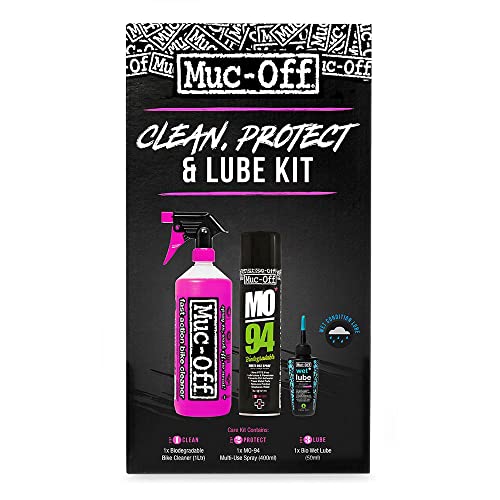 Kit de Limpeza e Lubrificação MUC-OFF Wash Protect & Lube (100 ml) Muc-Off - Desinfetantes domésticos - limpeza, lubrificante, 100 ml