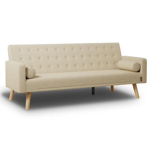 Cama-Sofá NALUI One Dots (Bege - 203x82x78 cm) Nalui - Sofás - cama-sofá, nalui one dots, bege, madeira, poliéster, sistema clic-clac