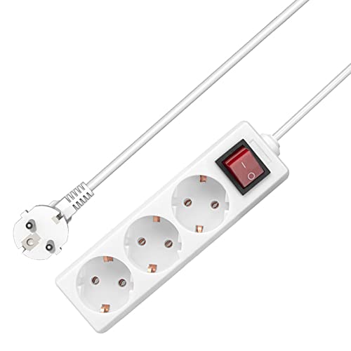 Extensão Elétrica NJDT (3 Tomadas - Tipo F - 2m) HMZSCL - Fios e cabos elétricos - 3 tomadas, tipo f, 2m, interruptor