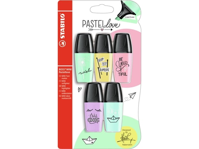 Marcadores STABILO Pastellove (Multicor - 5 Unidades) Stabilo - Marcadores e marcadores de texto - pastel, multicor, 5 unidades, anti-ssecagem