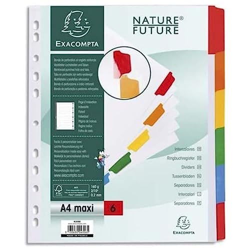Pasta Organizadora EXACOMPTA (Branco - Polipropileno - 21x29.7cm) EXACOMPTA - Separadores de índice - polipropileno, 21x29.7cm, separadores coloridos