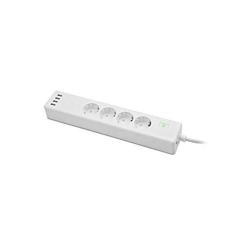 Extensão Elétrica MUVIT IO (1.8 m - Tipo F - Branco) Muvit - Filtros de linha e supressores de surtos - 1.8 m, 4 tomadas, 4 portas usb, wi-fi