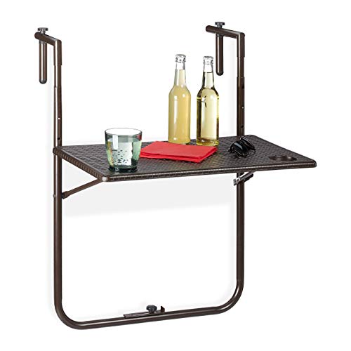 Mesa de Jardim Relaxdays | 59.5 x 36 cm - Madeira Relaxdays - Móveis de exterior - metal, plástico, fechável, suportes