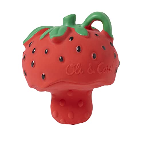 Mini Chupeta OLIVER & CAROL Sweetie The Strawberry Oli&Carol - Cuidados com a higiene oral - ergonómica, texturas realistas, dentes, bebés