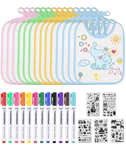 Kit de Artesanato para Bebés Tidevan 14 Baberos Brancos TIDEVAN - Móveis para bebês e crianças pequenas - 14 babás, kit de artesanato, brancas